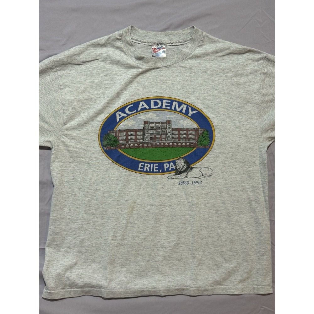 VTG 1992 Academy High School Erie PA T Shirt Mens XL Hanes Single Stitch 50/50